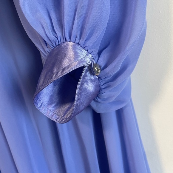 Vintage Long  Lavender Sheer Dress with Puff Sleeves - Picture 3 of 10